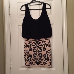 Black and cream Lipsy dress with sequin detailing