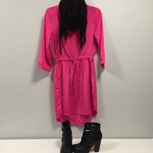 Cute hot pink shirt style dress