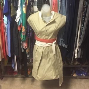 Khaki Snap Front Dress by local designer