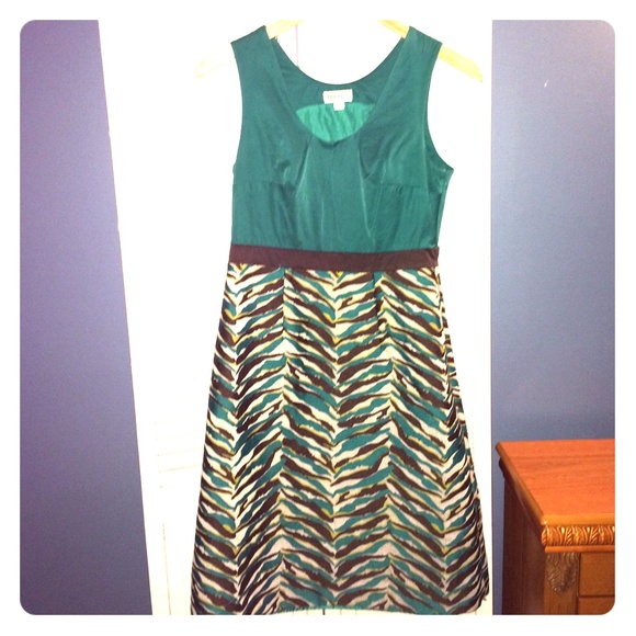 Merona teal and zebra print sleeveless dress