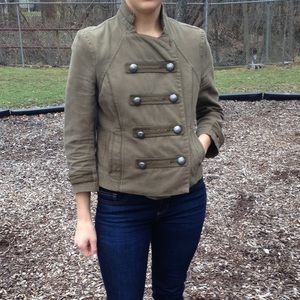 American Eagle green Military cropped fall jacket