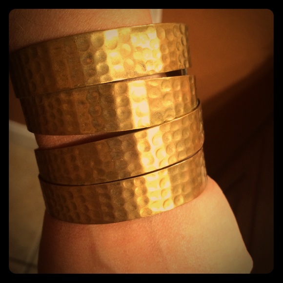 Brass Hammered Metal Bracelet