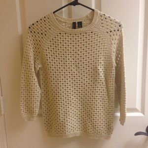 CYNTHIA ROWLEY beige knit sweater