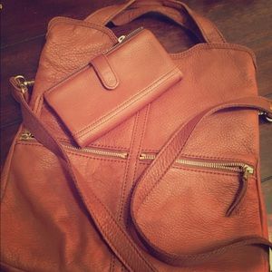 Crossbody Leather Fossil Bag and Wallet