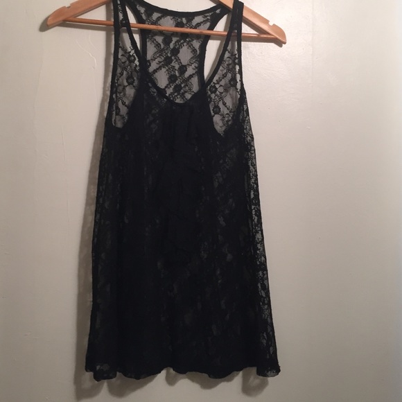 Boutique Tops - Black lace racerback sleeveless top