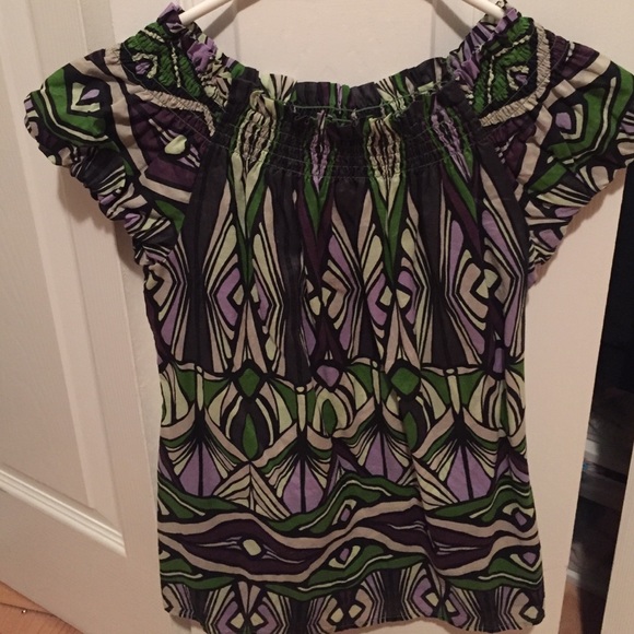 Express Purple and Green Pattern Blouse