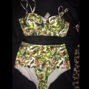 High rise push up jungle themed swim suite