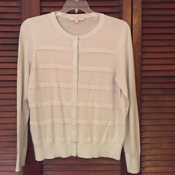 Pale blue Ruffled detailing Loft cardigan