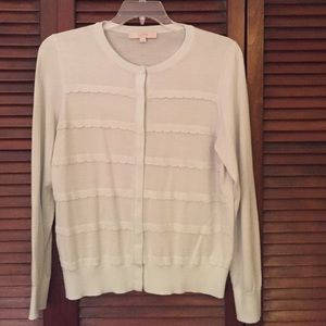 Pale blue Ruffled detailing Loft cardigan