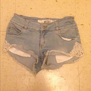 Brandy Melville jean shorts with lace embroidery