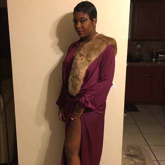 Satin wrap thigh split maxi - Picture 2 of 2