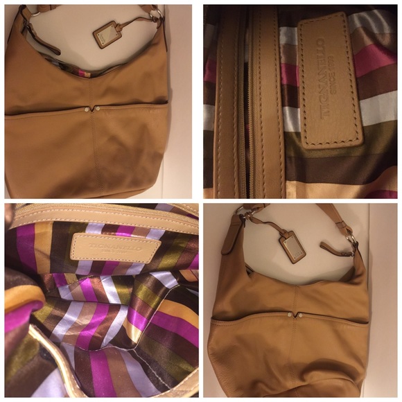 TIGNANELLO Tan Leather Hobo Bucket Handbag
