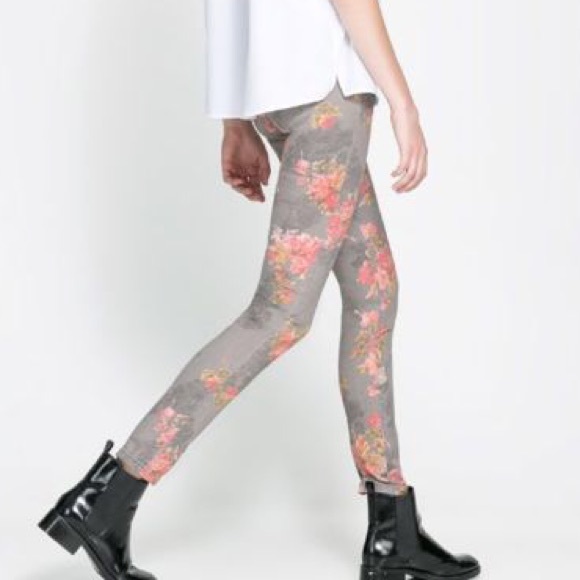 Zara Denim - Z 1975 skinny floral jeans