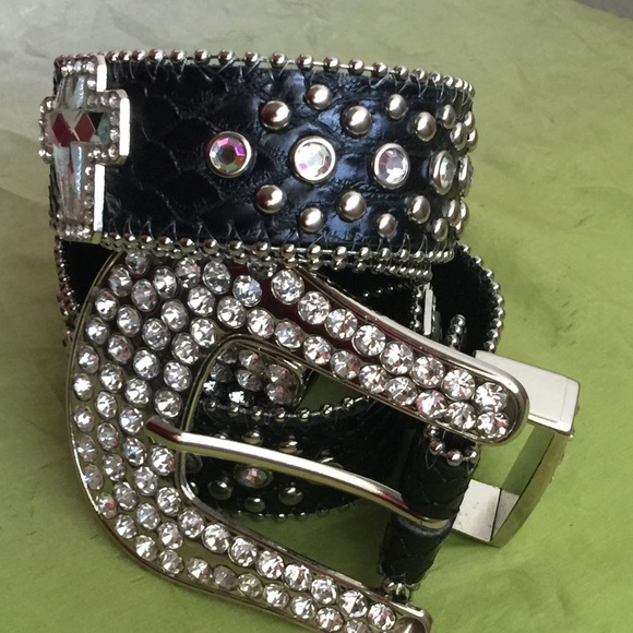 BUNDLED 🎀Crystal Cross Black Leather Cowboy Belt - Picture 3 of 4