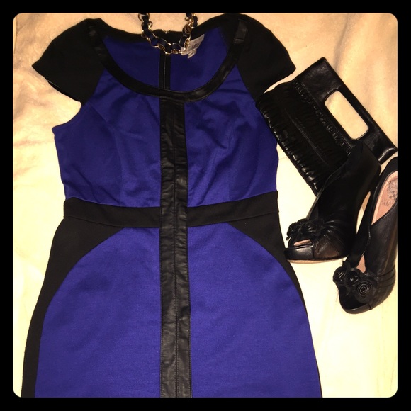 SOLD‼️‼️Blue dress with leather detail