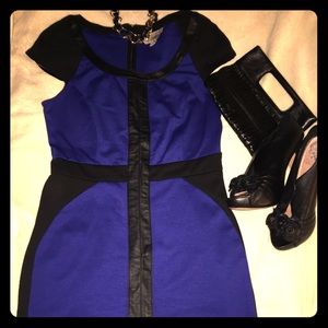 SOLD‼️‼️Blue dress with leather detail
