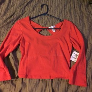 Red long sleeve crop top