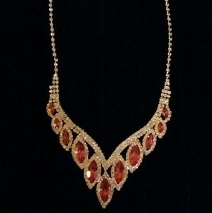 Pink and Clear Crystal Necklace