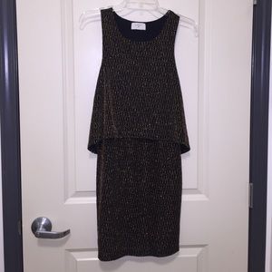 Black Bodycon Dress with Gold Accents