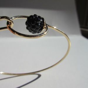Black jeweled brass bangle