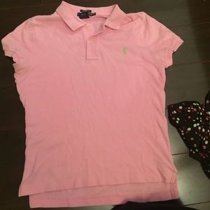 Ralph Lauren pink collared short-sleeve top, M