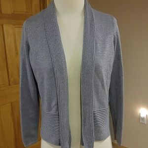 Studio Works Silver Metallic Open Cardigan