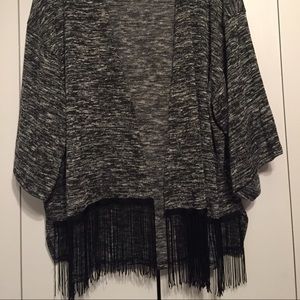 NWOT Gray with black fringe cardigan