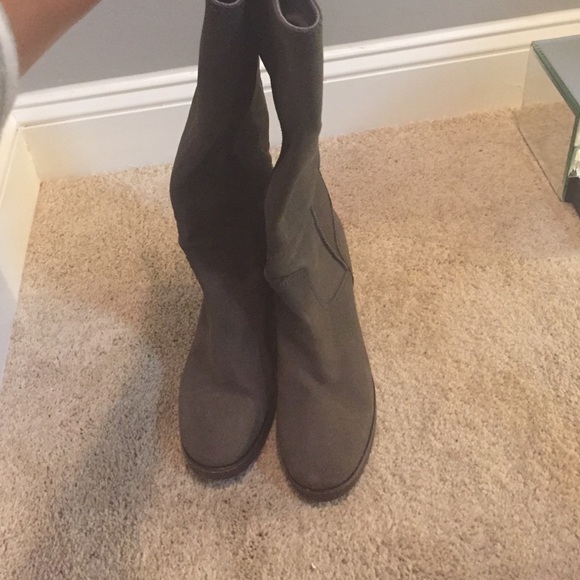 Emu heighton wedge heel gray/taupe boots - Picture 2 of 4