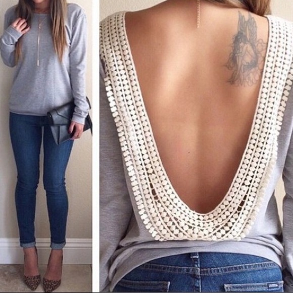 Tops - Open Back Lace Long Sleeve