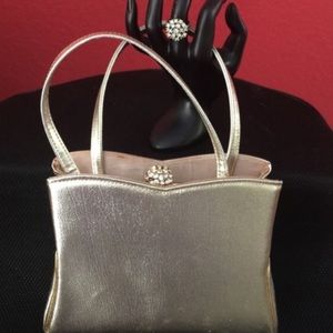 Vintage Harry Levine Gold Evening Bag W/crystals