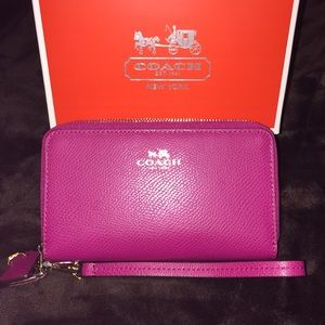 Fuchsia Pink Coach Wristlet Wallet