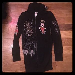 Ed Hardy long black hoodie