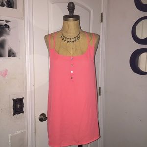 Pink Rose strappy relaxed fit woven blouse tank