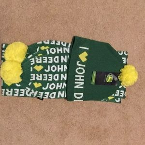 Brand new John Deere scarf and hat