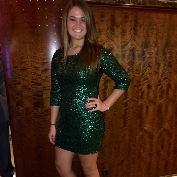 Green all sequin dress