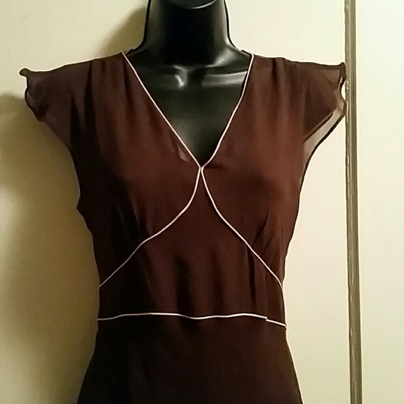 ❤️ PETITE Sheer Girly Brown Dress