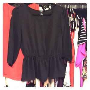 Black peplum dress shirt