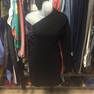 Moda International Black One-Long Sleeved Dress