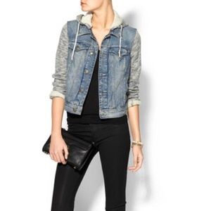 FREE PEOPLE DENIM JACKET WITH KNIT SLEEVES!!!