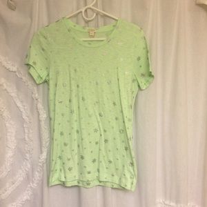J. Crew Mint Snowflake Tee
