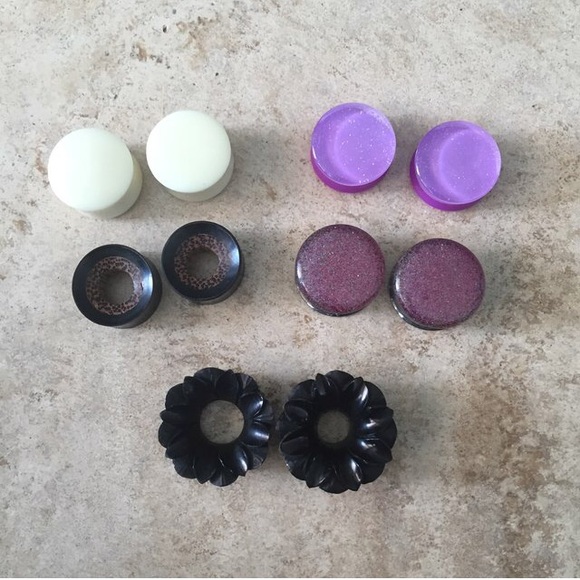 3/4 inch plugs gauge acrylic wood bone purple pink