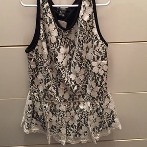 BRAND NEW BLACK TOP WITH WHITE OVER LACE