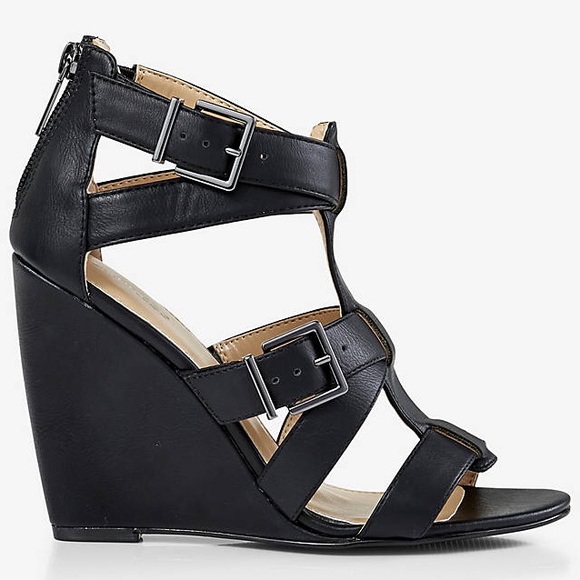 Express Shoes - Express black wedge buckle sandal