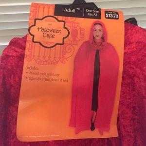 Red crushed velvet hooded cape