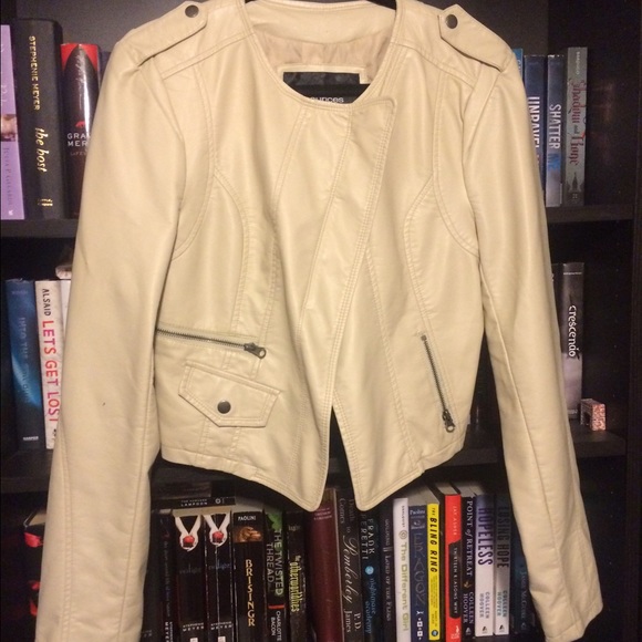 Cream faux leather jacket