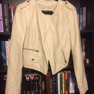 Cream faux leather jacket