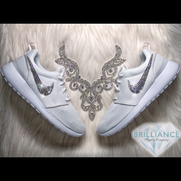 Nike Shoes - Swarovski Nike Roshe One White Running Shoes