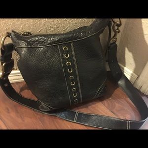 Black leather coach purse