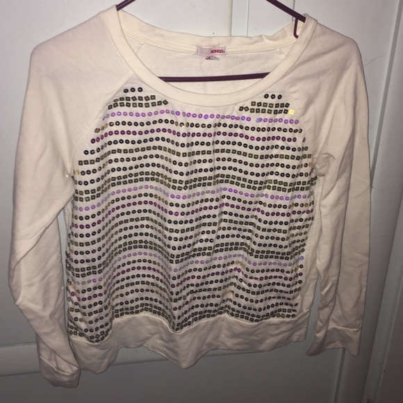 long sleeve white sequin blouse