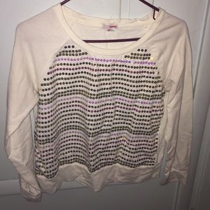 long sleeve white sequin blouse